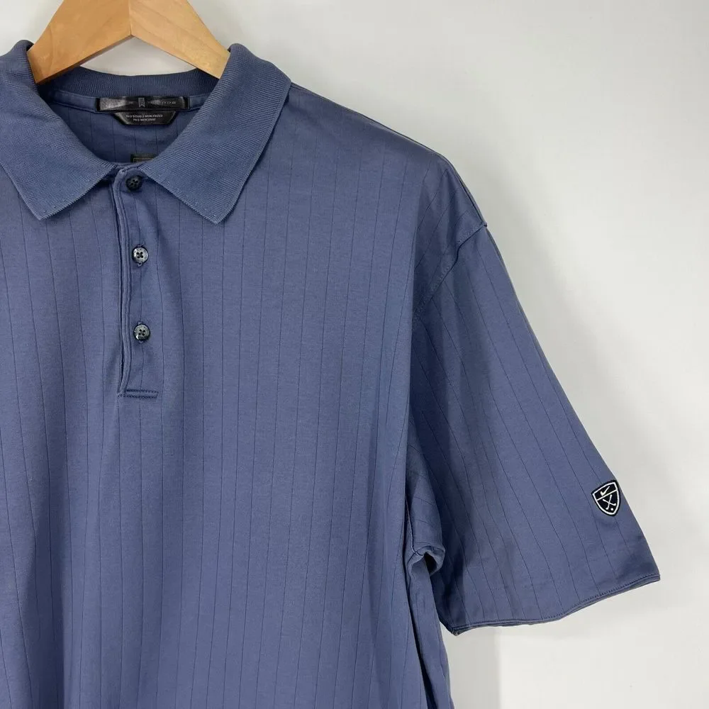 NIKE Tiger Woods Polo Size L 70/2 Double Mercerized Golf Men's‎ Grey Bay Hill